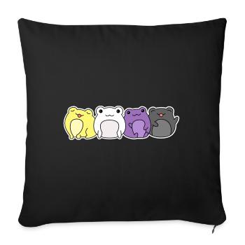 Nichtbinäres Flaggenfrosch-Design für stolze Enbys - Sofakissenbezug 45 x 45 cm - Schwarz - Vorne