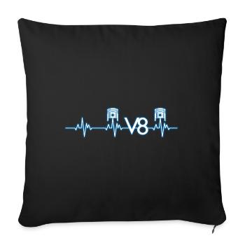V8 cylinder engine design for muscle car fans - Sofa pillowcase 17,3'' x 17,3'' (45 x 45 cm) - black - Front