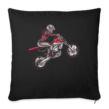 Cadeau fille motocross saleté moto moto - Housse de coussin décorative 45 x 45 cm - noir - Devant