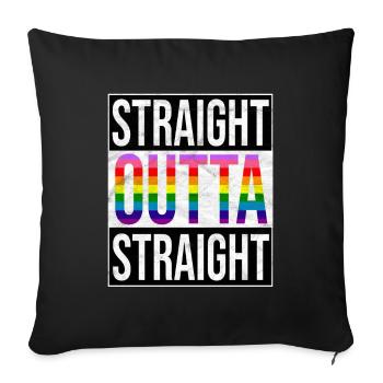 Straight outta Gay Pride LGBT Regenbogenfahne - Sofakissenbezug 45 x 45 cm - Schwarz - Vorne