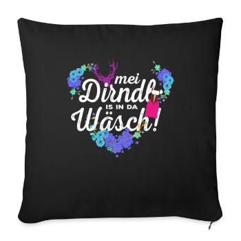 Mei Dirndl is in da Wäsch Dirndlersatz - Sofakissenbezug 45 x 45 cm - Schwarz - Vorne