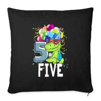 Fünfter Geburtstag 5 Jahre Junge Dinosaurier TRex Geschenk - Sofakissenbezug 45 x 45 cm - Schwarz - Vorne