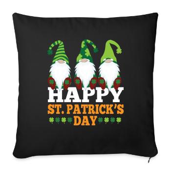Irish Gnomes St Patricks Day Gnome Shamrock - Sofa pillowcase 17,3'' x 17,3'' (45 x 45 cm) - black - Front