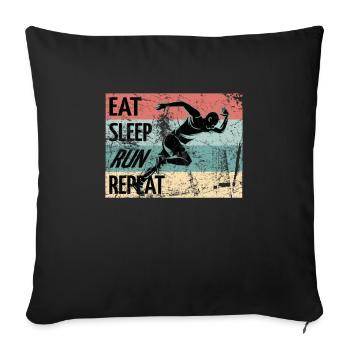 Retro Runner Running Läufer Geschenk - Sofakissenbezug 45 x 45 cm - Schwarz - Vorne
