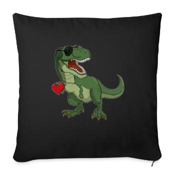 TRex Dinosaurier Dino Herz I Jungen Valentinstag - Sofakissenbezug 45 x 45 cm - Schwarz - Vorne