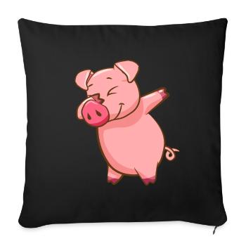 Dabbing Pig Dabbendes Schwein Schweinchen Dab Tanz - Sofakissenbezug 45 x 45 cm - Schwarz - Vorne