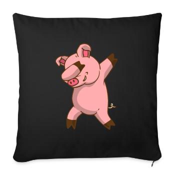 Dabbing Pig Dabbendes Schwein Dab Tanz Bauernhof - Sofakissenbezug 45 x 45 cm - Schwarz - Vorne