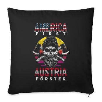 Cadeau autrichien America First Austria Forester - Housse de coussin décorative 45 x 45 cm - noir - Devant