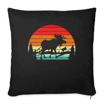 Moose Elk Vintage Retro Sunset - Sofa pillowcase 17,3'' x 17,3'' (45 x 45 cm) - black - Front