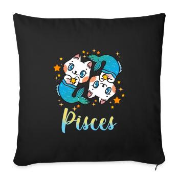 Wake Pray Slay Pisces - Sofa pillowcase 17,3'' x 17,3'' (45 x 45 cm) - black - Front