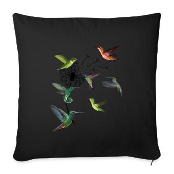 Kolibri Löwenzahn Hummel Kolibri Vogel Shirt - Sofakissenbezug 45 x 45 cm - Schwarz - Vorne