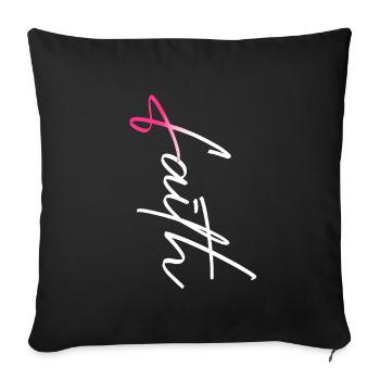 Faith Pink Ribbon Christian Breast Cancer - Sofa pillowcase 17,3'' x 17,3'' (45 x 45 cm) - black - Front