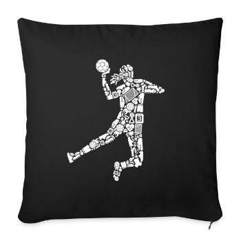 Handballerin Symbole Frauen Mädchen Handball - Sofakissenbezug 45 x 45 cm - Schwarz - Vorne