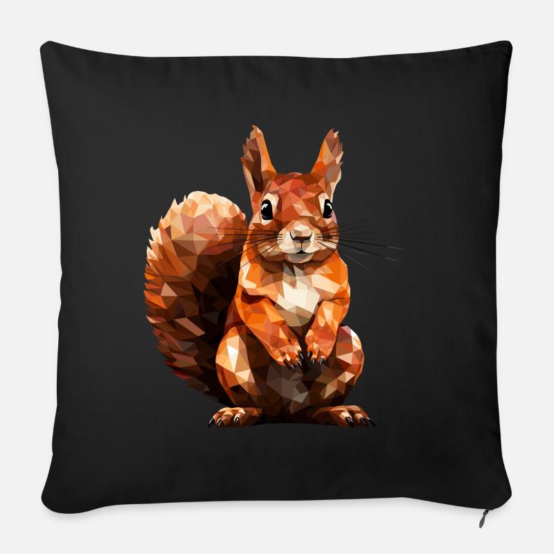 Eichhörnchen im Polygon Stil - Sofakissenbezug 45 x 45 cm - Schwarz