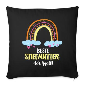 Beste Stiefmutter Mutter Mama Stiefmama Patchwork - Sofakissenbezug 45 x 45 cm - Schwarz - Vorne