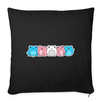 Trans flag frog design for trans people - Sofa pillowcase 17,3'' x 17,3'' (45 x 45 cm) - black - Front