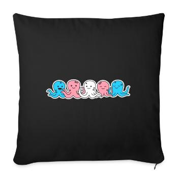 Trans Flag Octopus Design for Trans People - Sofa pillowcase 17,3'' x 17,3'' (45 x 45 cm) - black - Front