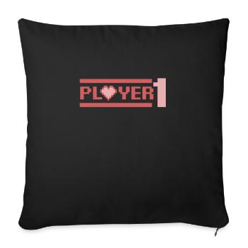 Gamer Couple Gaming Player 1 - Sofa pillowcase 17,3'' x 17,3'' (45 x 45 cm) - black - Front