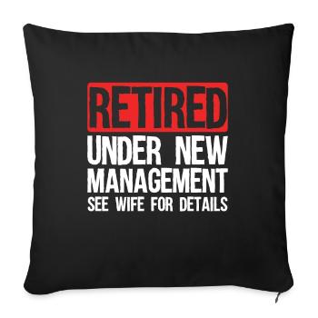 Retired under new management - Sofa pillowcase 17,3'' x 17,3'' (45 x 45 cm) - black - Front