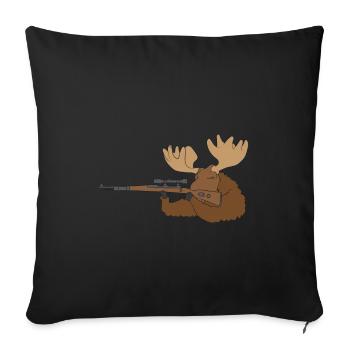 Cadeau de carabine de chasse au wapiti - Housse de coussin décorative 45 x 45 cm - noir - Devant