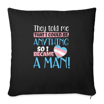 Transgender-Herz könnte ich alles Geschenk sein - Sofakissenbezug 45 x 45 cm - Schwarz - Vorne