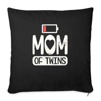 Cadeau de maman jumelle maman de jumeaux - Housse de coussin décorative 45 x 45 cm - noir - Devant
