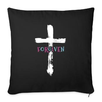 Cross - Jesus - Forgiven - Christian - Sofa pillowcase 17,3'' x 17,3'' (45 x 45 cm) - black - Front