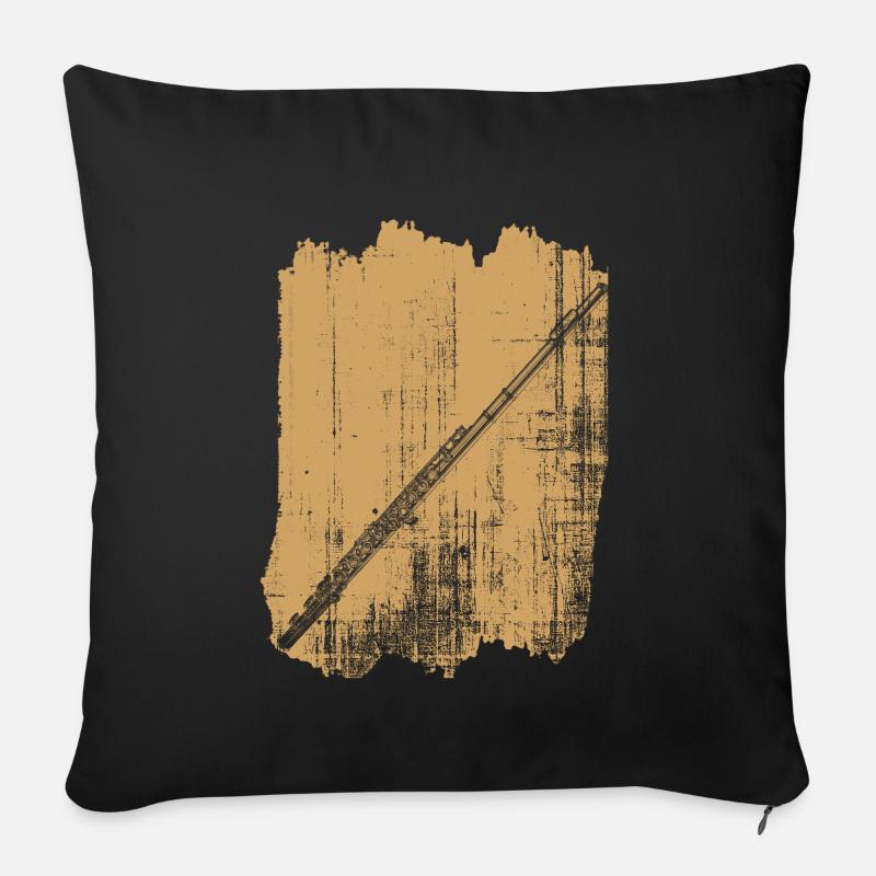 transverse flute - Sofa pillowcase 17,3'' x 17,3'' (45 x 45 cm) - black