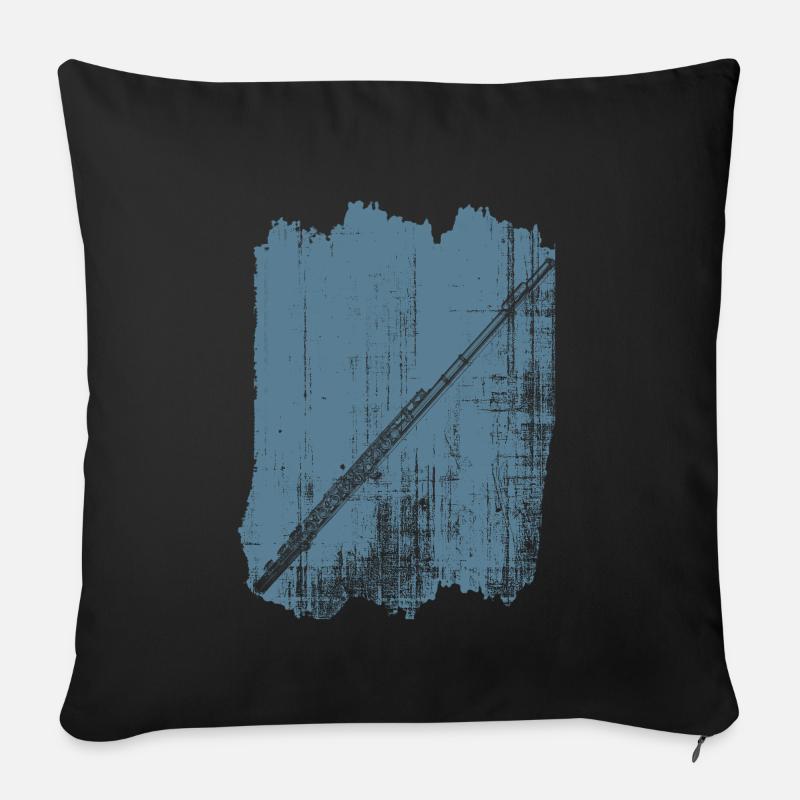 Instruments Flûte traversière - Housse de coussin décorative 45 x 45 cm - noir