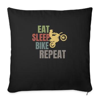 Retro Motocross essen Schlaf-Wiederholungs-Geschenk - Sofakissenbezug 45 x 45 cm - Schwarz - Vorne