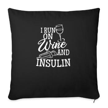 Mutter laufen auf Wein und Insulin Geschenk - Sofakissenbezug 45 x 45 cm - Schwarz - Vorne