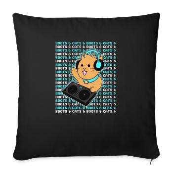 Cat DJ Boots And Cats Gift - Sofa pillowcase 17,3'' x 17,3'' (45 x 45 cm) - black - Front