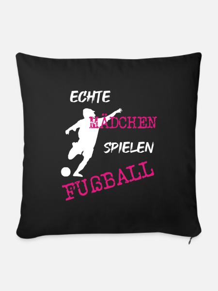 echter Mädchenfußball - Sofakissenbezug 45 x 45 cm - Schwarz