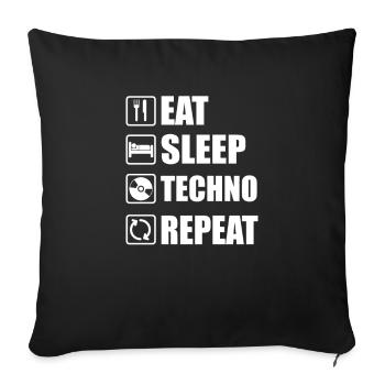 Techno Eat Sleep Repeat Gift - Sofa pillowcase 17,3'' x 17,3'' (45 x 45 cm) - black - Front