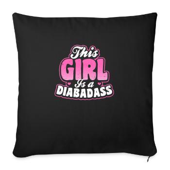 Typ 1 Diabetes Dieses Mädchen ist Diabadass Geschenk - Sofakissenbezug 45 x 45 cm - Schwarz - Vorne