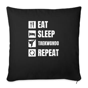 Taekwondo Dad Eat Sleep Repeat Gift - Sofa pillowcase 17,3'' x 17,3'' (45 x 45 cm) - black - Front