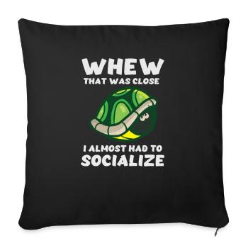 Lustige Schildkröte musste fast Kontakte knüpfen - Sofakissenbezug 45 x 45 cm - Schwarz - Vorne