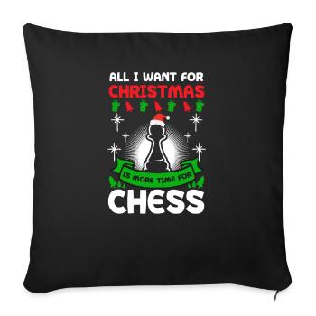 Chess Christmas More Time For Chess - Sofa pillowcase 17,3'' x 17,3'' (45 x 45 cm) - black - Front