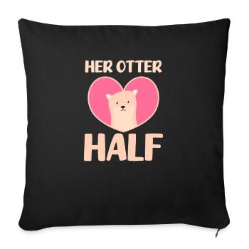Loutre sa moitié de loutre - Housse de coussin décorative 45 x 45 cm - noir - Devant