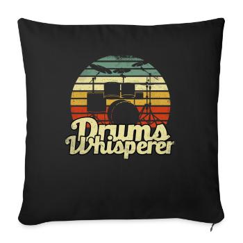 Schlagzeug Schlagzeuger - Sofakissenbezug 45 x 45 cm - Schwarz - Vorne