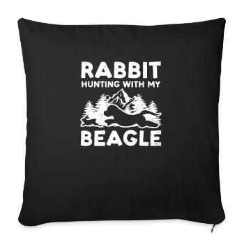 Beagle chasse au lapin chasse avec mon beagle - Housse de coussin décorative 45 x 45 cm - noir - Devant
