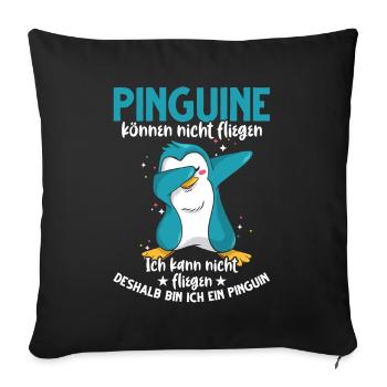 Pinguin lustiger Spruch Dab Dabbing Tanz - Sofakissenbezug 45 x 45 cm - Schwarz - Vorne