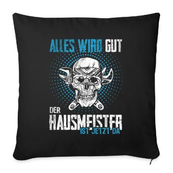 Hausmeister lustiger Spruch Handwerker Werkzeug - Sofakissenbezug 45 x 45 cm - Schwarz - Vorne