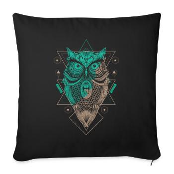 Eule Eulen Fan Lieblingstier Eule - Sofakissenbezug 45 x 45 cm - Schwarz - Vorne