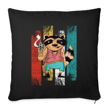 Raccoon Gangster Raccoon Raccoon Raccoon with pistol - Sofa pillowcase 17,3'' x 17,3'' (45 x 45 cm) - black - Front