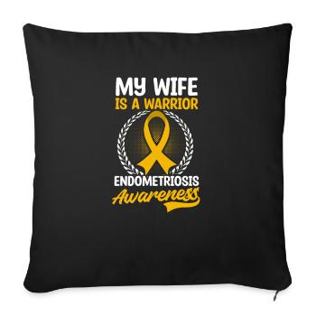 Endometriosis Awareness My Wife Is A Warrior - Sofa pillowcase 17,3'' x 17,3'' (45 x 45 cm) - black - Front