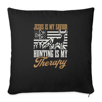 Hunting American Flag Jesus Savior Hunting Therapy - Sofa pillowcase 17,3'' x 17,3'' (45 x 45 cm) - black - Front