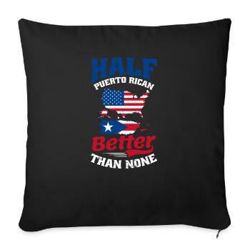 La moitié portoricaine traditionnelle vaut mieux qu’aucune - Housse de coussin décorative 45 x 45 cm - noir - Devant