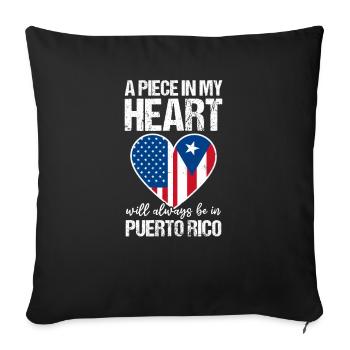 Pièce traditionnelle portoricaine dans le cœur toujours être - Housse de coussin décorative 45 x 45 cm - noir - Devant