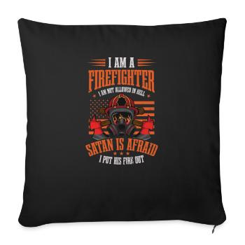 4 juillet Pompier Satan peur éteindre le feu - Housse de coussin décorative 45 x 45 cm - noir - Devant